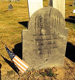 Photo of headstone of Nathaniel Haskell in Beverly, MA
